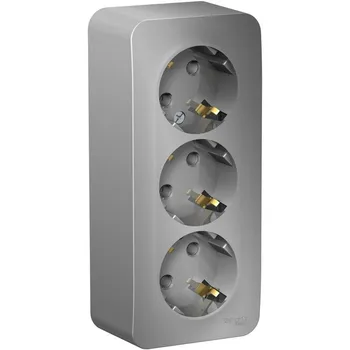 Розетка тройная с заземлением (алюминий) Systeme Electric Blanca BLNRA010313