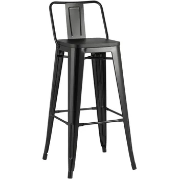 Стул полубарный Stool Group TOLIX WOOD со спинкой черный глянцевый УТ000000843