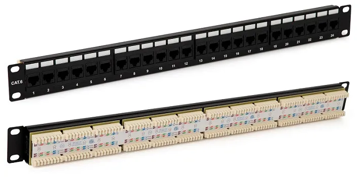 Патч-панель Hyperline PP3-19-24-8P8C-C6-110D 19", 1U, Cat 6, 24 порта RJ45 (8p8c), неэкранированная,