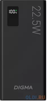 Внешний аккумулятор Power Bank 10000 мАч Digma DGPF10A черный