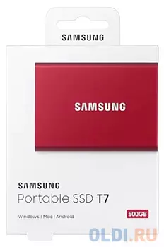 Внешний SSD диск 1.8" 500 Gb USB 3.1 Type-C Samsung T7 (MU-PC500R/WW) красный