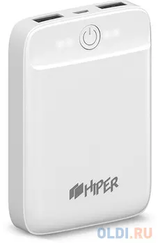 Внешний аккумулятор Power Bank 10000 мАч HIPER SL10000 белый