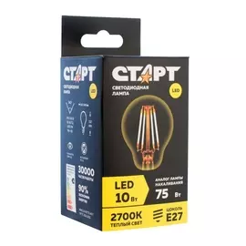 Лампа Старт LED филаментная Е27 10W теплый
