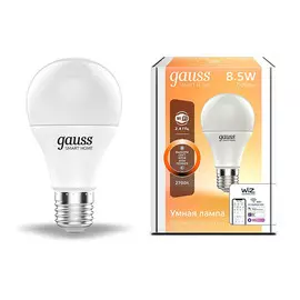 Умная Wi-Fi лампочка Gauss Smart Home А60 8,5W 806лм E27, управление голосом/смартфоном, диммируемая