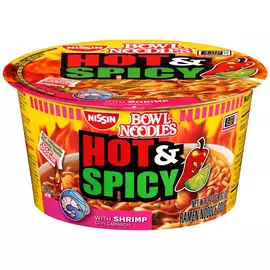 Лапша быстрого приготовления Nissin с креветками, острая (красный перец+лайм), 94 г