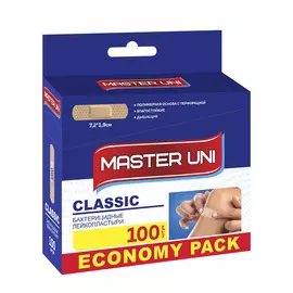 Лейкопластырь бактерицидный MASTER UNI Classic на полимерной основе 100 шт