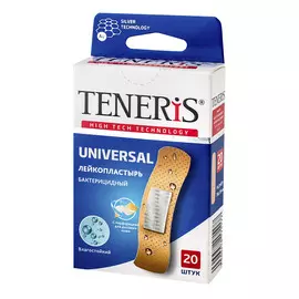 Лейкопластырь бактерицидный TENERIS SENSITIVE с ионами серебра на полимерной основе 20 шт