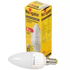Лампа светодиодная E14, 5 Вт, 40 Вт, свеча, 4000 К, холодный белый свет, Navigator