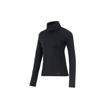 Under Armour однотонная спортивная повседневная футболка с высоким воротником женские топы черные 1373965-001 S