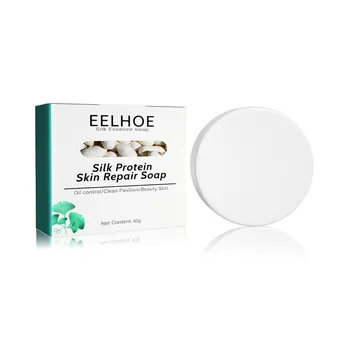 Мыло с козьем молоком Eelhoe, натуральный органический шелковый белок, мыло, удаление клещей, прыщей, нежное белое, ручная работа, для тела, глубокое очищение лица 60g-round