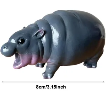 Moo Deng Hippo Figure, Hippo Resin Decorations, Portable Hippopotamus Figure Model, Figure Small Tabletop Statue 8cm