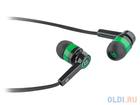 Гарнитура Defender Pulse-420 Black/green 4-пин 3,5 мм jack, кабель-1,2м