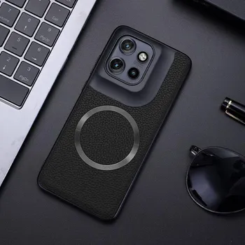Чехол для телефона Magsafe Litchi из искусственной кожи Motolora Thinkphone25 Moto Edge 50 Neo 50 Pro Fusion X50 Ultra Matte Soft Bumper Cover Thinkphone25 2024 темно-зеленого