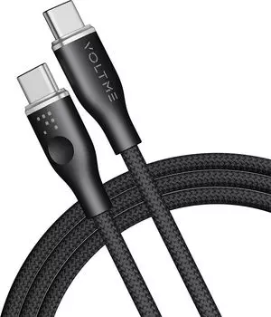 Кабель VOLTME RUGG Lite Type-C-Type-C 100 Вт 1.2 м, нейлон черный