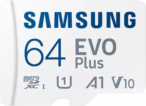 Карта памяти Samsung MicroSDXC EVO Plus 64 ГБ белый
