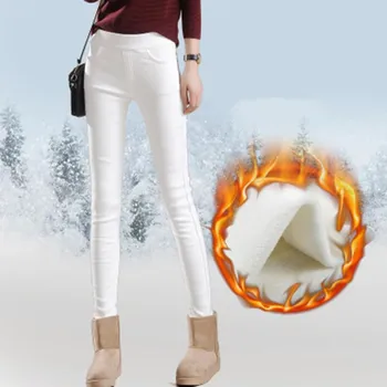 Женские осенне-зимние однотонные утепленные брюки Slim Temperament Commuter Pants 4XL белый
