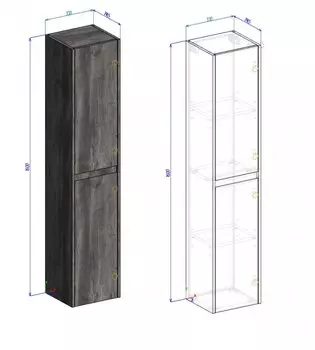 Шкаф-пенал BelBagno Kraft 33х160 R светлое дерево