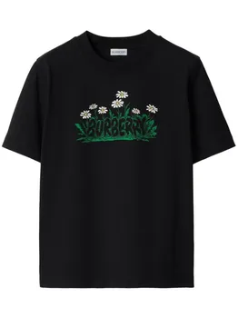 Футболка из хлопка с логотипом ромашки Burberry, черный