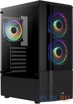Корпус MidTower AeroCool Quantum-G-BK-v2 (черный) без Б/п, ATX 3FRGB Fan on front panel