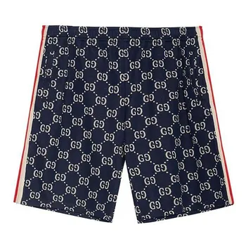 Шорты side contrast striped jacquard shorts for men blue Gucci, синий