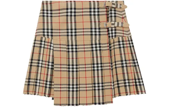 Женская шерстяная юбка-килт в винтажную клетку Burberry, Beige+Shopping Bag Packaging (Shopping Bag Included)