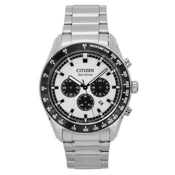 Часы Citizen Eco-Drive Chronograph из нержавеющей стали с белым циферблатом CA4674-58A 100M для мужчин белый