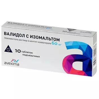 Валидол с Изомальтом 60 мг таблетки подъязычные 10 шт