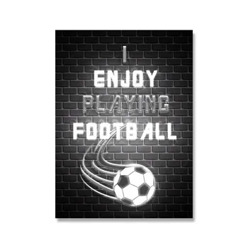 Nordic Football Art Neon Quotes Poster Эстетический Холст Для Стены Искусства Холст Картины Настенная Картина Гостиная Спальня Домашний Декор 21x30cm No Framed