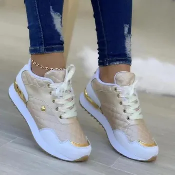 Fashion Autumn New Casual Sneakers Mesh Lace Up Flat Shoes for Female Fashion vulcanized shoes Breathable comfor running shoes Versatile 35 красный