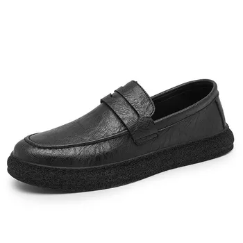 Fashion Hot Selling Men s Loafers in Europe America Soft Soled Simple Small White Shoes Men s Leather Casual Shoes Park Walking Shoes 39 белый