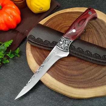 Нож для обвалки из нержавеющей стали, нож для мясника, рыбы, фруктов, кухонные ножи, деревянные ножи для шеф-повара