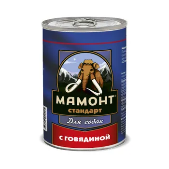 Мамонт Стандарт влажный корм для собак, с ГОВЯДИНОЙ, в консервах - 970 г повседневный премиум для всех возрастов с говядиной для всех пород консервы (в железной банке) Российский корм 1 уп. х 6 шт. х 5.82 кг
