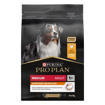 Purina Pro Plan Adult Medium сухой корм для взрослых собак средних пород с курицей и рисом - 3 кг повседневный супер премиум для взрослых с курицей породы среднего размера мешок Российский корм 1 уп. х 1 шт. х 3 кг