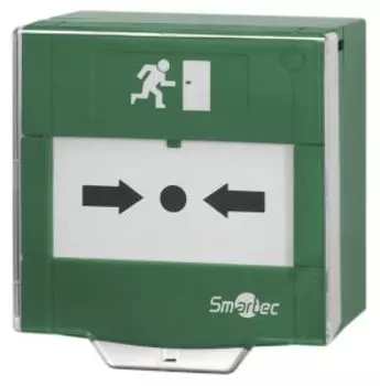 Устройство разблокировки двери Smartec ST-ER105D-GN, с восстанавливаемой вставкой, защитная прозрачная крышка, 2 группы контактов НР/НЗ, зеленый/белый (ST-ER105D-GN)