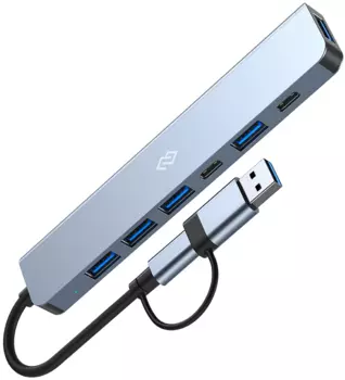 USB-концентратор Digma DHUB-7USB-AC-3.0, 7xUSB 3.0, серебристый (DHUB-7USB-AC-3.0)