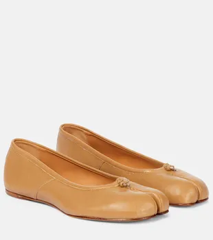 Кожаные балетки Tabi Maison Margiela, коричневый
