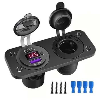 12 В-24 В PD Type C и QC 3,0 USB быстрая автомобильная розетка для зарядного устройства с переключателем, панель розеток для мотоцикла, лодки, RV, ATV красный