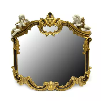 Зеркало в золотистой раме с декором Wah luen handicraft 69х73см