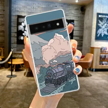 Японский закат пейзаж для Google Pixel 8 7 6 Pro 6A 5 4 5A 4A 3A XL 5G чехол для телефона противоударный мягкий прозрачный чехол из ТПУ Чехлы Pixel 6A