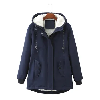 Женская зимняя парка с капюшоном Warmth Plus Velvet Coats Thicken Contrast Casual Cotton Jacket Autumn Winter Upperwears S чёрный