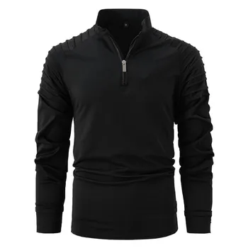 Spring Autumn Slim Fit Men s Polo Shirt Long Sleeve Solid Color Sports Polos XL оранжевый