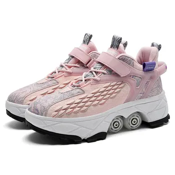 Runaway Shoes Деформационные ботинки Четырехколесные роликовые коньки двойного назначения Двухрядные роликовые коньки Runaway Shoes 33
