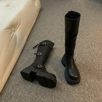 Женские осенне-зимние сапоги Maillard Boots с толстой подошвой, но с высокими рыцарскими сапогами 35 коричневый