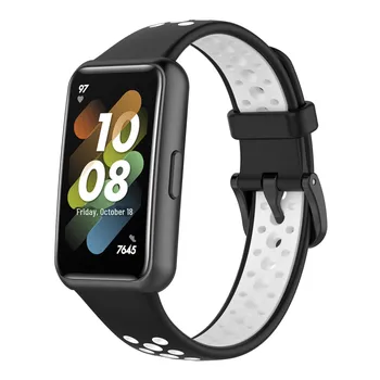 Сменный двухцветный дышащий ремешок из ТПУ для Huawei Band 7 Huawei Band 7 синий/чёрный