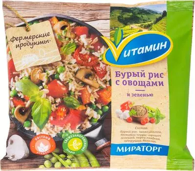 Смесь овощная Vитамин Бурый рис с овощами и зеленью быстрозамороженная 400г