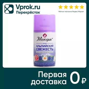 Сменный баллон Мелодия Альпийская свежесть универсальный для автоматических освежителей 250мл