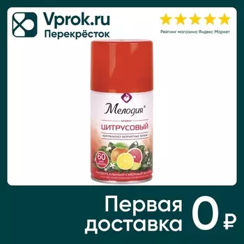 Сменный баллон Мелодия Цитрусовый универсальный для автоматических освежителей 250мл