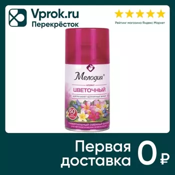 Сменный баллон Мелодия Цветочный универсальный для автоматических освежителей 250мл