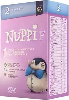 Смесь Nuppi F 2 молочная последующая адаптированная с 6 месяцев 600г