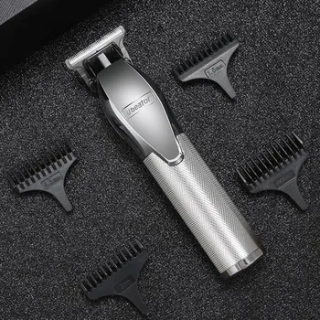 Gold Barber Shop Tromming Cutter Hair Cutting Machine Беспроводная машинка для стрижки волос Haircut Electric Rechargeable Hair Trimmer EU Plug серебряный